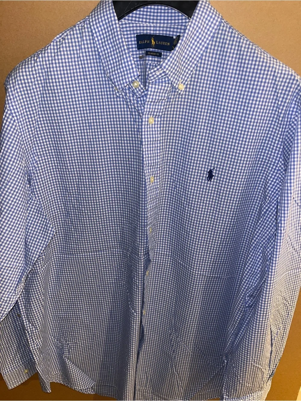 Polo Ralph Lauren Men’s Blue Check XXL (18.5”) Classic Fit B/F Shirt Mint